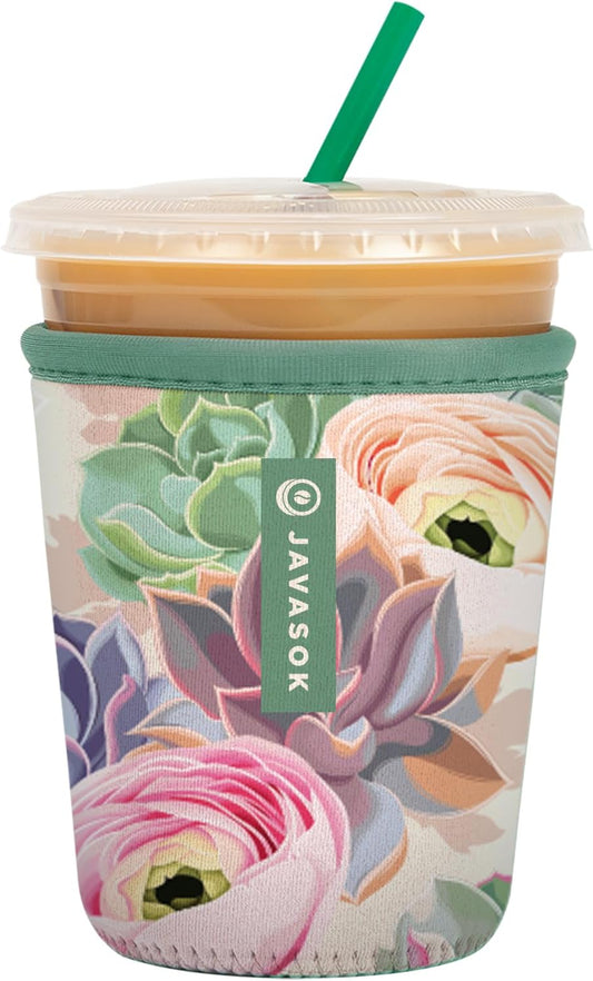 Sok It JavaSok Iced Coffee & Cold Soda Insulated Neoprene Cup Sleeve (Pastel Splendor, Small: 16-20oz)