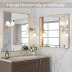 LOAAO 30”X36” Gold Bathroom Mirror, Rounded Rectangle Gold Frame Mirror - Image 4