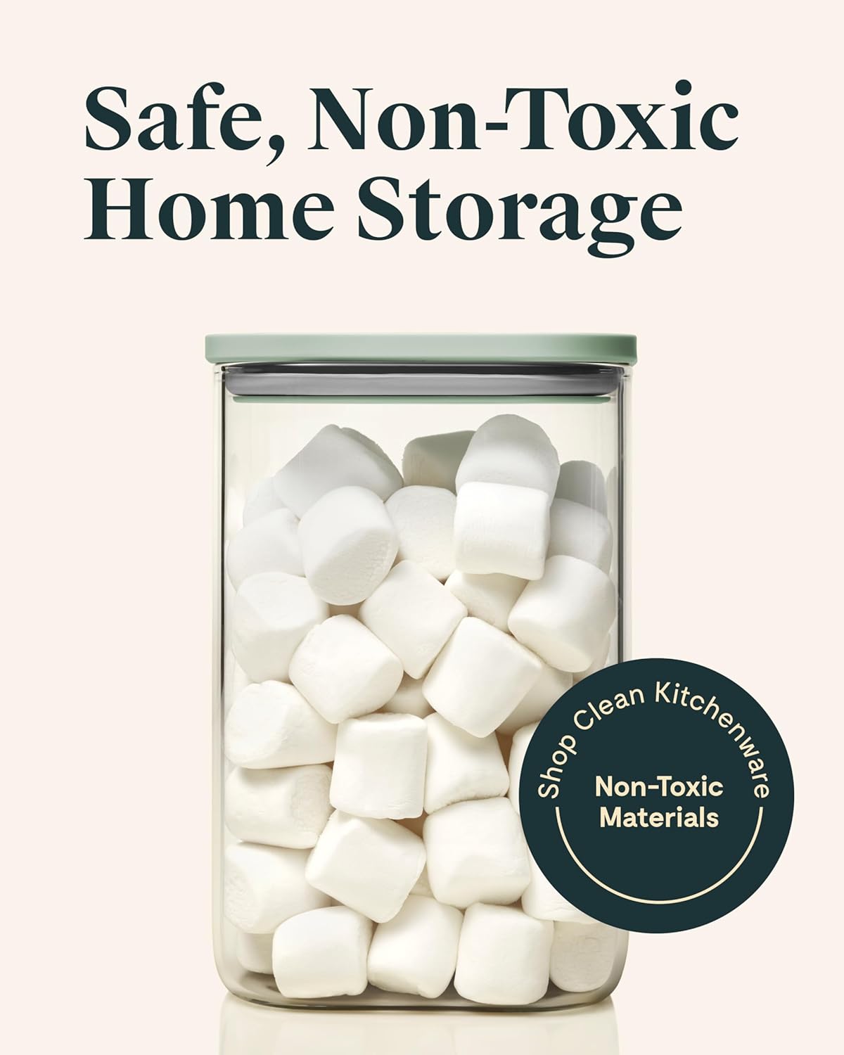 Caraway 4qt Glass Airtight Food Storage Container with Lid – Non-Toxic, BPA-Free Kitchen Storage Container – Stackable, Space-Saving Airtight Container for Dry Goods and More - Perracotta