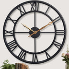 24 Inch Large Wall Clocks for Living Room Decor, Big Black Roman Numerals by Unknown