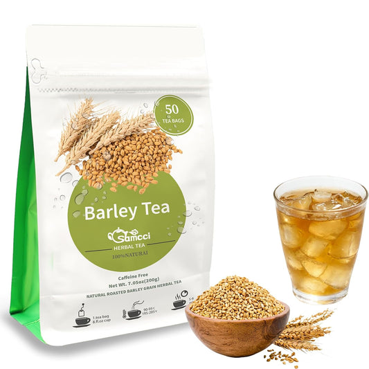 Samcci - Barley Tea, 4g×50 Count Premium Natural Roasted Barley Tea Bags - Non-GMO - Caffeine-Free - Sugar Free - Mugicha -Nutty - Digestion Support & Rich in Nutrition