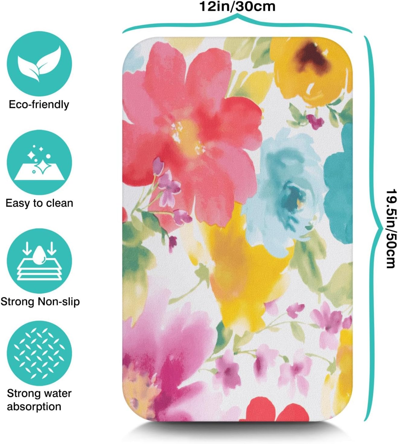 Dish Drying Mat for Kitchen Counter 20x12in Washable Quick Dish Drying Pad Rubber Backed Absorbent Draining Mat Fit Kitchen Counter,Bar,Under Sink,Dishes,Utensils,Dish Rack