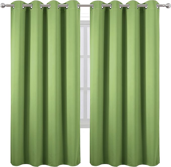 LEMOMO Light Green Thermal Blackout Curtains/52 x 72 Inch/Set of 2 Panels Room - Image 2