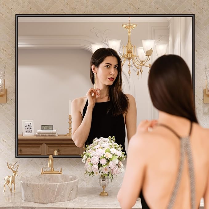 LOAAO Black Bathroom Mirror 40"X24" - Image 2