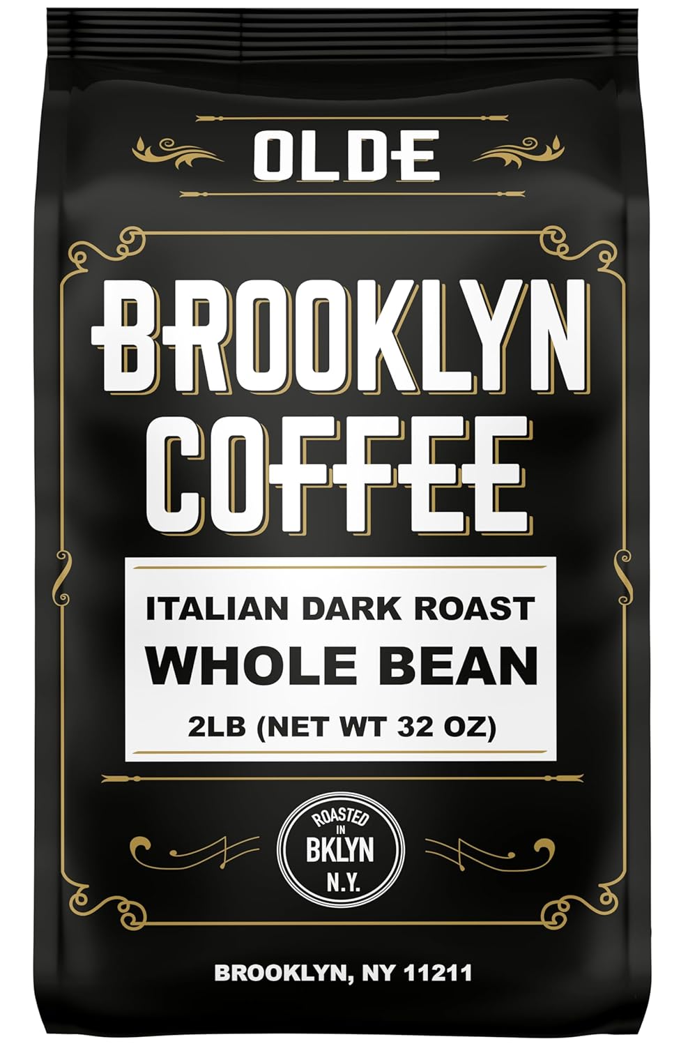 BROOKLYN COFFEE Whole Bean, Italian Dark Roast (2lb) Extra Strong, Delicious Taste, Heavenly Aroma - Fresh Bulk Coffee Beans Roasted Weekly in NYC