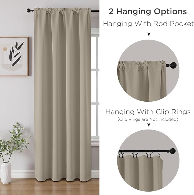 CUCRAF Light Beige Blackout Curtains Customize, Rod Pocket Room Darkening - Image 3