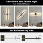 Wall Sconces Set of Two with Remote Control 29.1 in Dimmable Black Gold Battery - Image 6