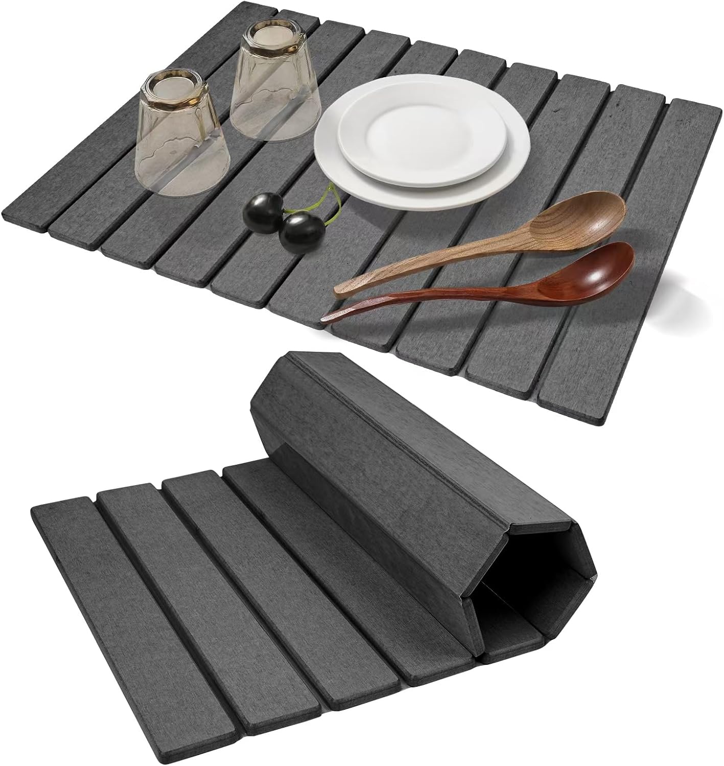 Extral Large Quick Dry Stone Drying Mat for Kitchen Counter,24"(L)x16"(W) Collapsible Eco-Friendly Absorbent Diatomaceous Earth Mat for Dishes Cups,Dish Drying Mats for Any Countertop ﻿