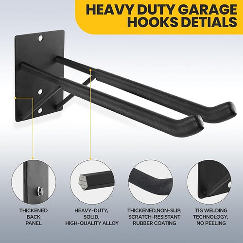 14" Large Heavy Duty Garage Hooks, Utility Wall Mount Hangers - Image 2