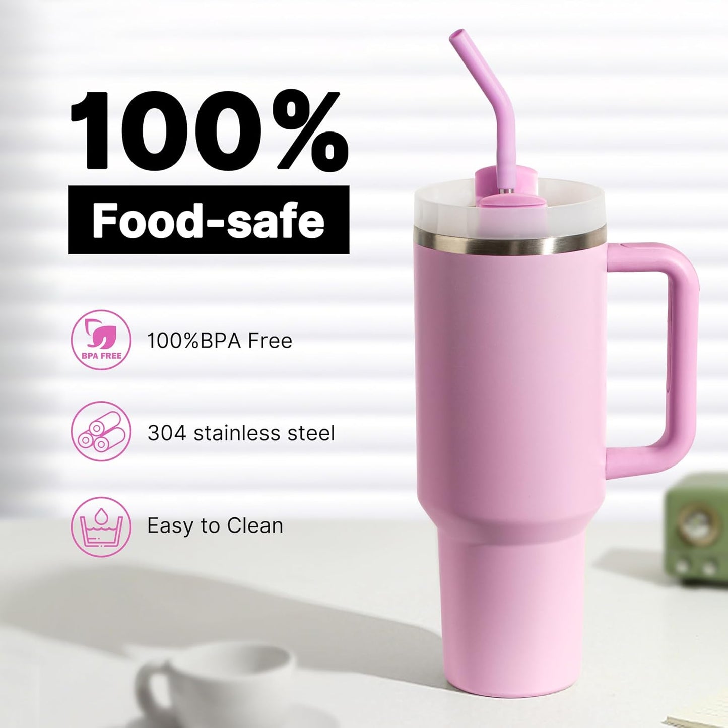 Metal Straws Reusable for 40 oz Simple Modern/Stanley Cup, 6Pcs Stainless Steel Drinking Straight Straw with Silicone Tips for 40 oz Tumbler,BPA FREE