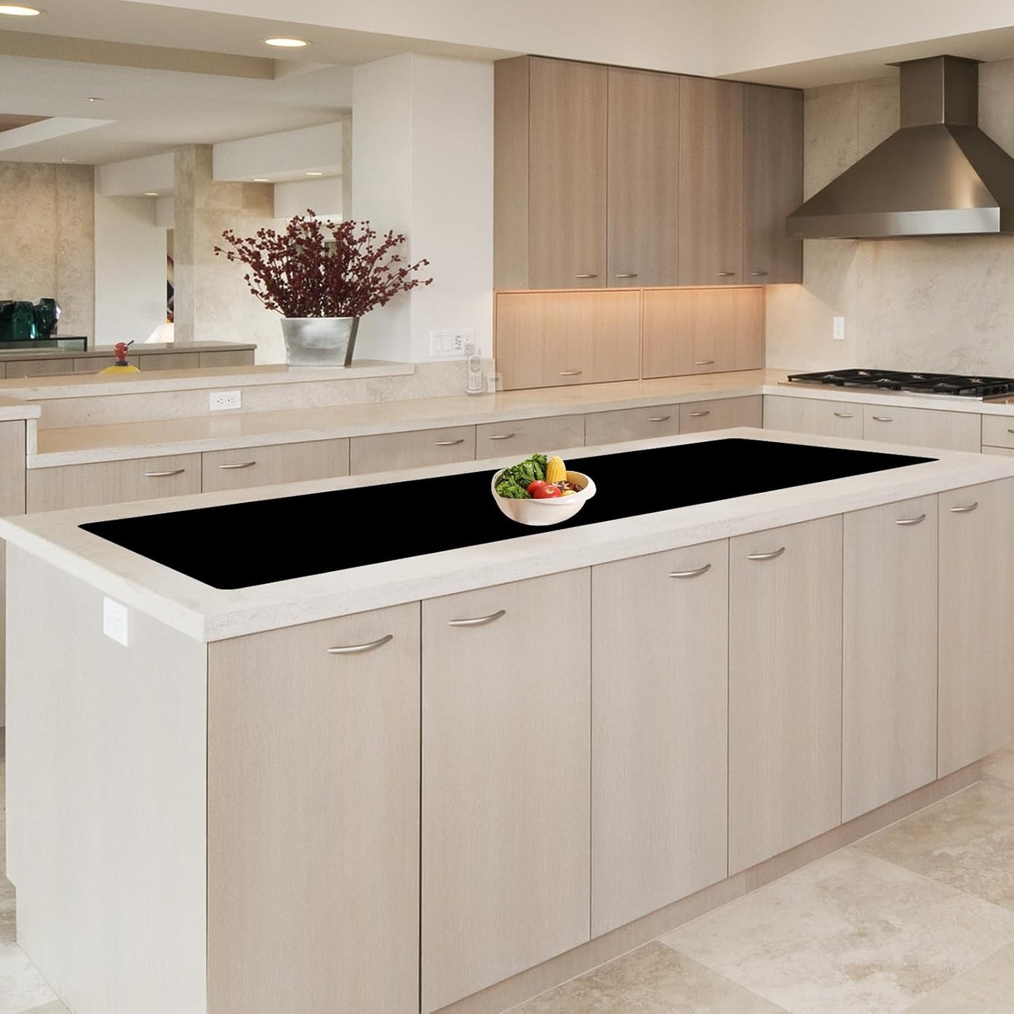 78.7" x 15.7" Large Silicone Mats for Kitchen Counter, Large Heat Resistant Countertop Protector Mat, Non-Slip Waterproof Craft Mat, Black