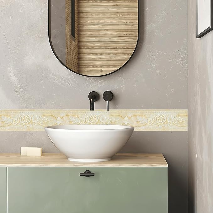 AbaBoorty Beige Floral Wallpaper Border Decor 394"X4.1" Peel and Stick Wall - Image 5