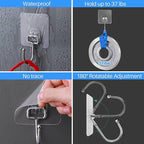 Antimbee 50 Pack Clear Adhesive Hooks, 37lb Heavy Duty Self Adhesive Hooks - Image 3