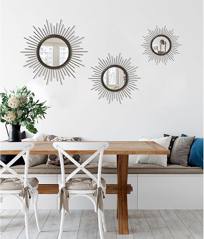 Large Sunburst Wall Mirror, Round Home Modern Metal Art Mirror - Image 6