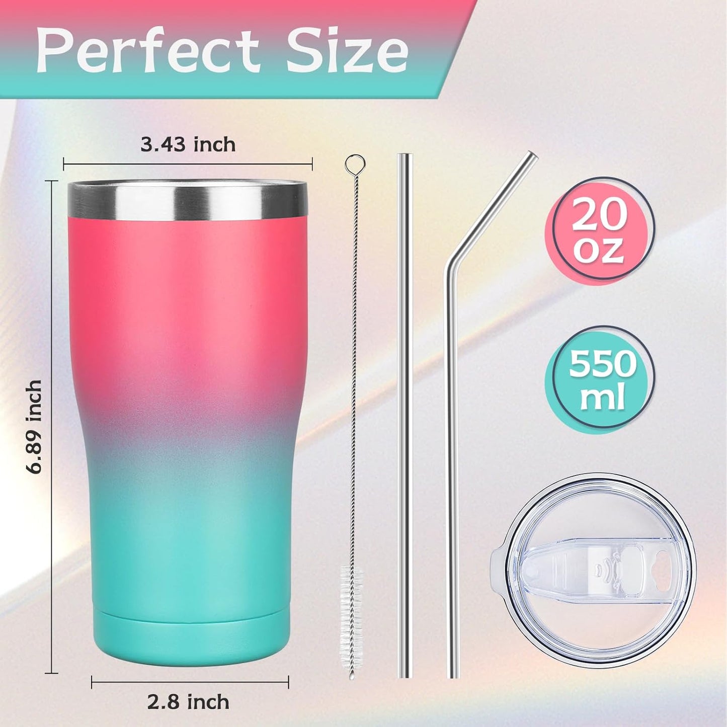 MEZMUT 20oz Coffee Tumbler with Lid and Straw Double Wall Vacuum Insulated Cup Stainless Steel Travel Mugs Insulated for Hot and Cold Leakproof Powder Coated Tumbler for Indoor and Outdoor