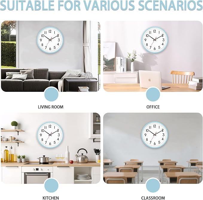 HZDHCLH Wall Clock Silent Wall Clocks Battery Operated 12 Inch Modern Non - Image 3