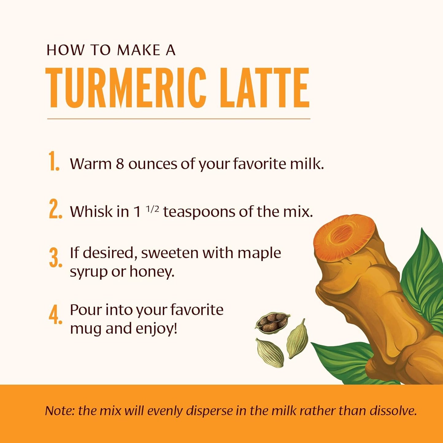 Banyan Botanicals Turmeric Milk – Organic Turmeric Latte Mix with Ashwagandha & Cardamom – Instant Caffeine Free Golden Milk with Maple Sugar – 4.3 oz, 26 servings –Non GMO Sustainably Sourced Vegan