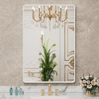 LOAAO 30x36 Inch White Metal Framed Bathroom Mirror - Image 8