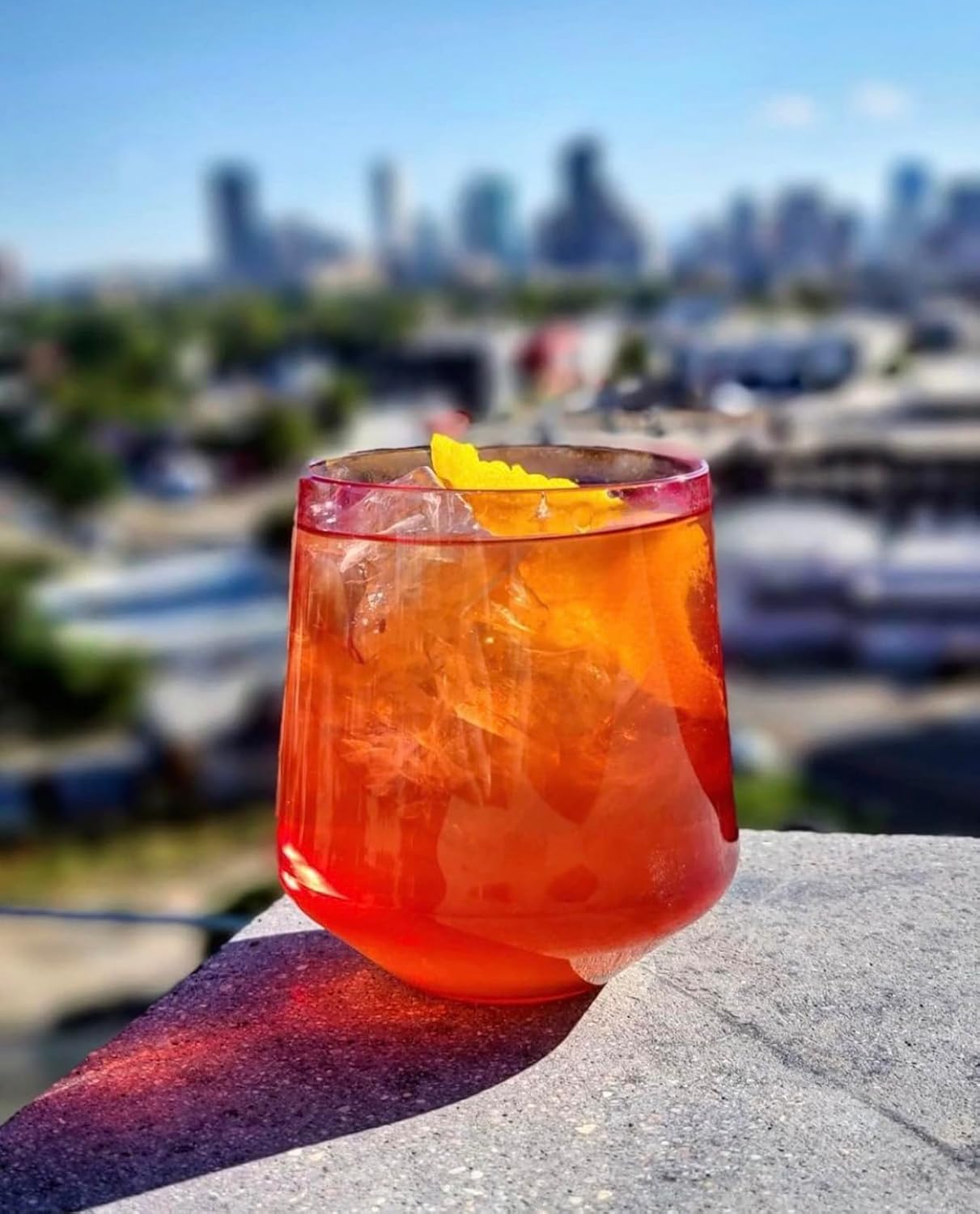 Drinique Unbreakable Stemless Wine Glasses (Set of 4) 12oz Tritan Plastic Stemless Glassware for Indoor or Outdoor Use - Red