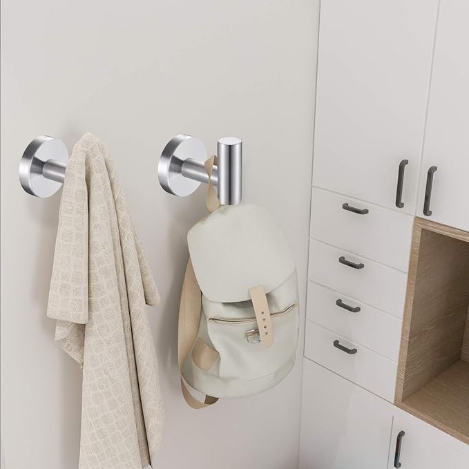 8 Pcs Silver Bathroom Towel Hook Robe Towel Hooks Coat Wall Hook Stainless - Image 4