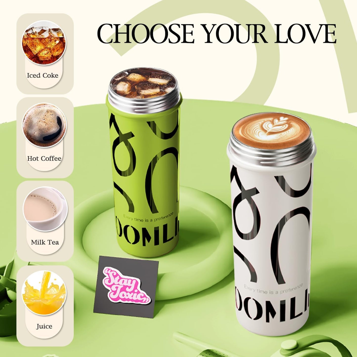 GOOM 20 oz Spill Proof Tumbler with Lid and Straw, Top Handle, Extended Tea Infuser, 6-Layer Insulation 18/10 Stainless Steel, Christmas Gifts for Mom Women Man Her, Teacher Gifts - Green