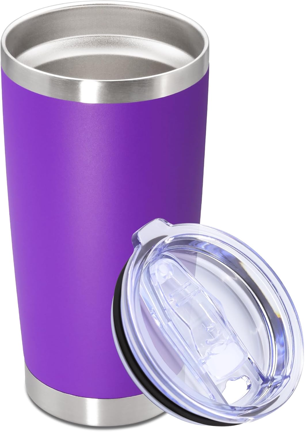 20oz Tumbler Stainless Steel Tumbler Cup with Lid Vacuum Insulated Double Wall Travel Mug, Durable Powder Coated Travel Coffee Tumbler Mug for Hot & Cold Drinks, Purple,1 Pack