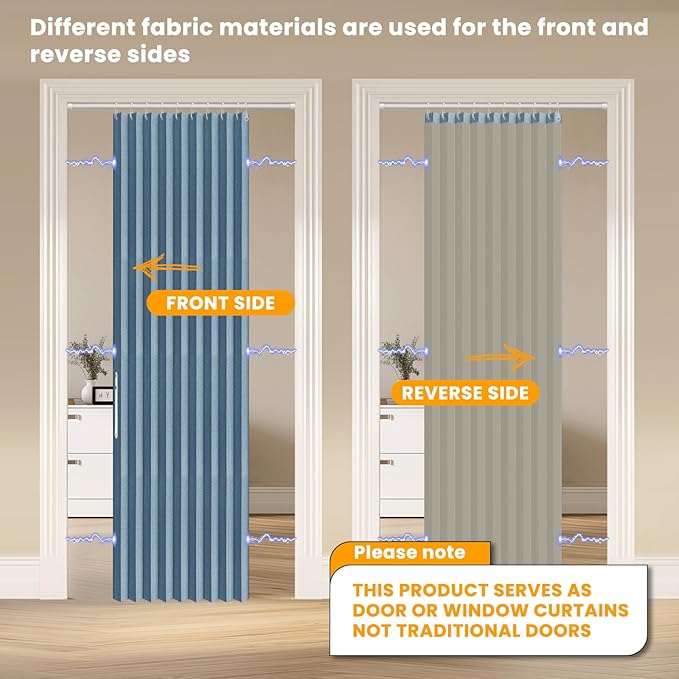 AJAZZ 100% Blackout Magnetic Door Curtain Pleated Door Curtain Accordion Doors - Image 4