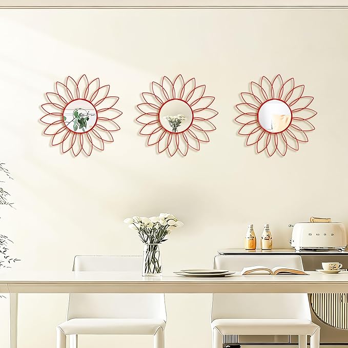 3 Pack Metal Mirrors for Wall Sunburst Wall Mirrors Home Décor Decorative - Image 7