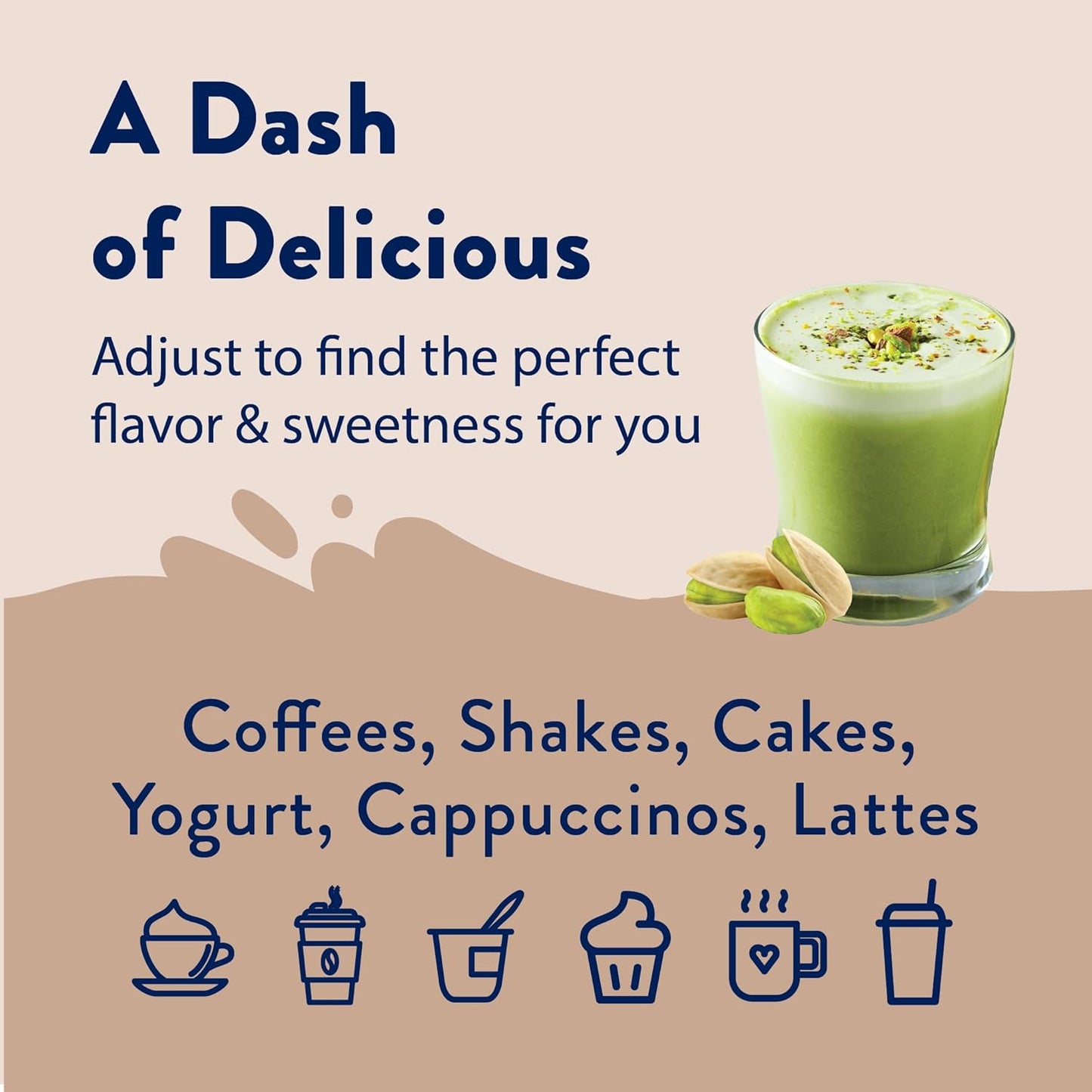 Jordan's Skinny Syrups Sugar Free Coffee Syrup, Pistachio Flavor Drink Mix, Zero Calorie Flavoring for Chai Latte, Protein Shake, Food & More, Gluten Free, Keto Friendly, 25.4 Fl Oz, 1 Pack