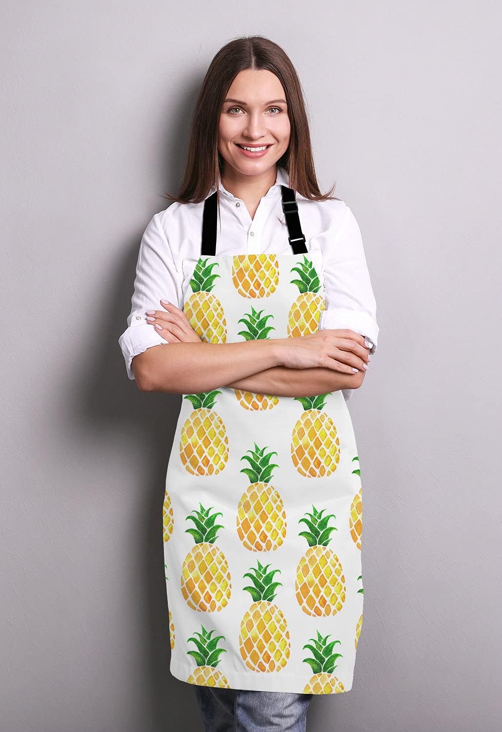 Funny Hipster Baking Apron Novelty Cooking Chef Present For Men Womens Baking Present Full BBQ Grilling Kitchen Apron Pineapple