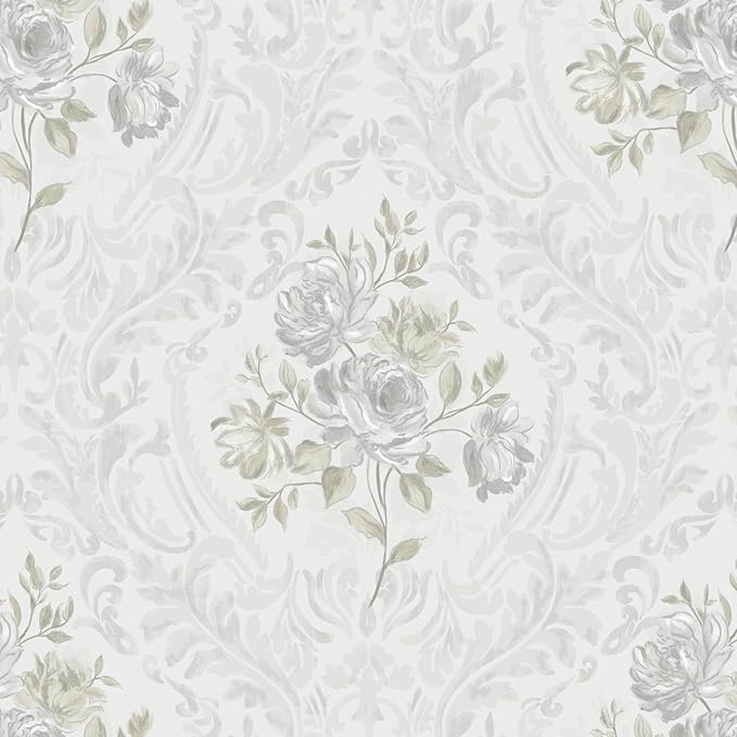 Ismoon Vintage Peel and Stick Wallpaper Floral Contact Paper Boho White and by Ismoon