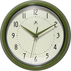 Infinity Instruments Retro Round Metal Wall Clock, Olive Green 9.5" by InfinityInstruments
