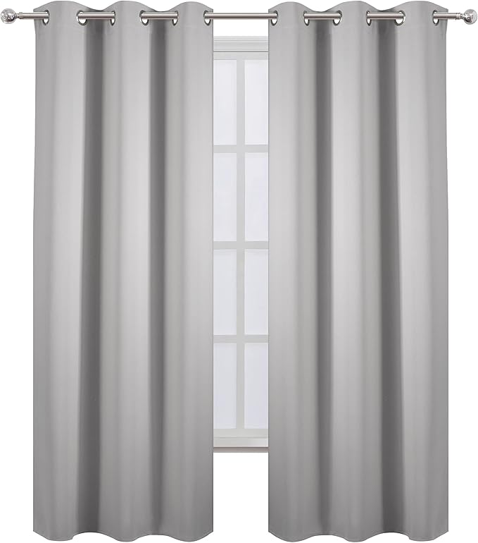 LEMOMO Blackout Curtains 42 x 84 inch/Light Grey Curtains Set of 2 - Image 2