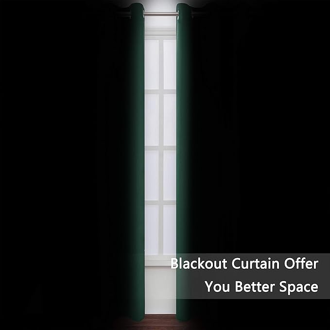 LEMOMO Dark Green Thermal Blackout Curtains/52 x 108 Inch/Set of 2 Panels Room - Image 3