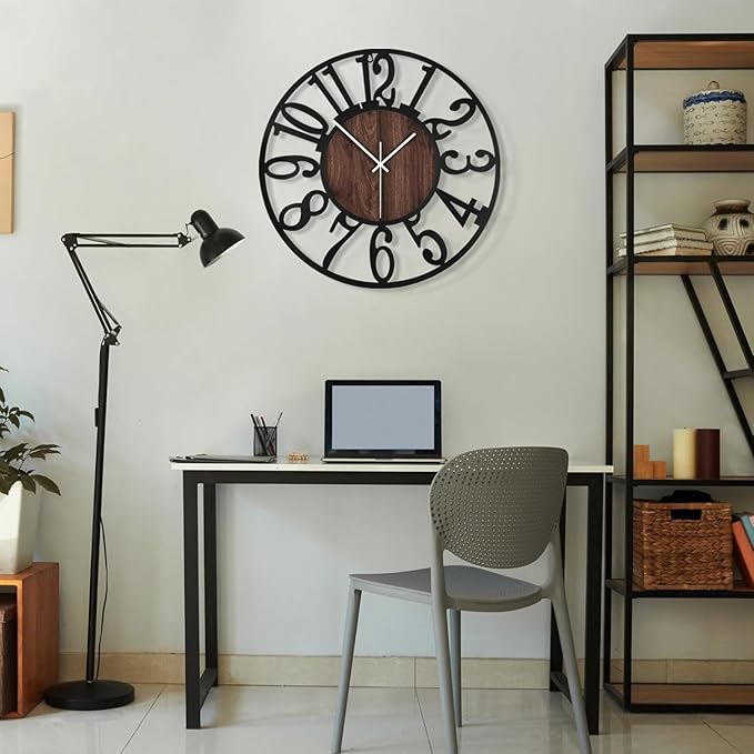 Maxstar Large Round Wall Clock for Living Room Decor Battery Operated Non - Image 6