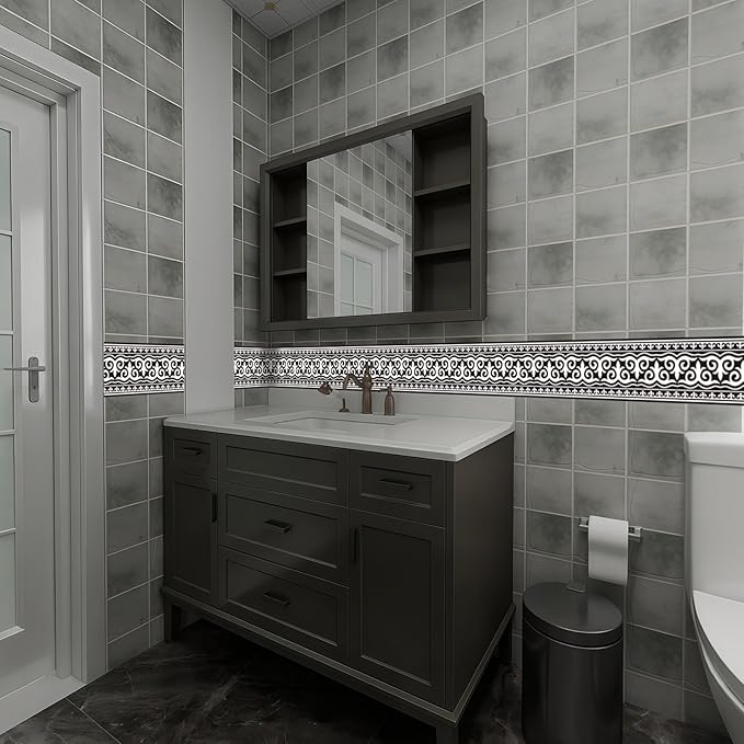 Wallpaper Border Trim Peel and Stick Vintage Black and White Boarders Self - Image 5
