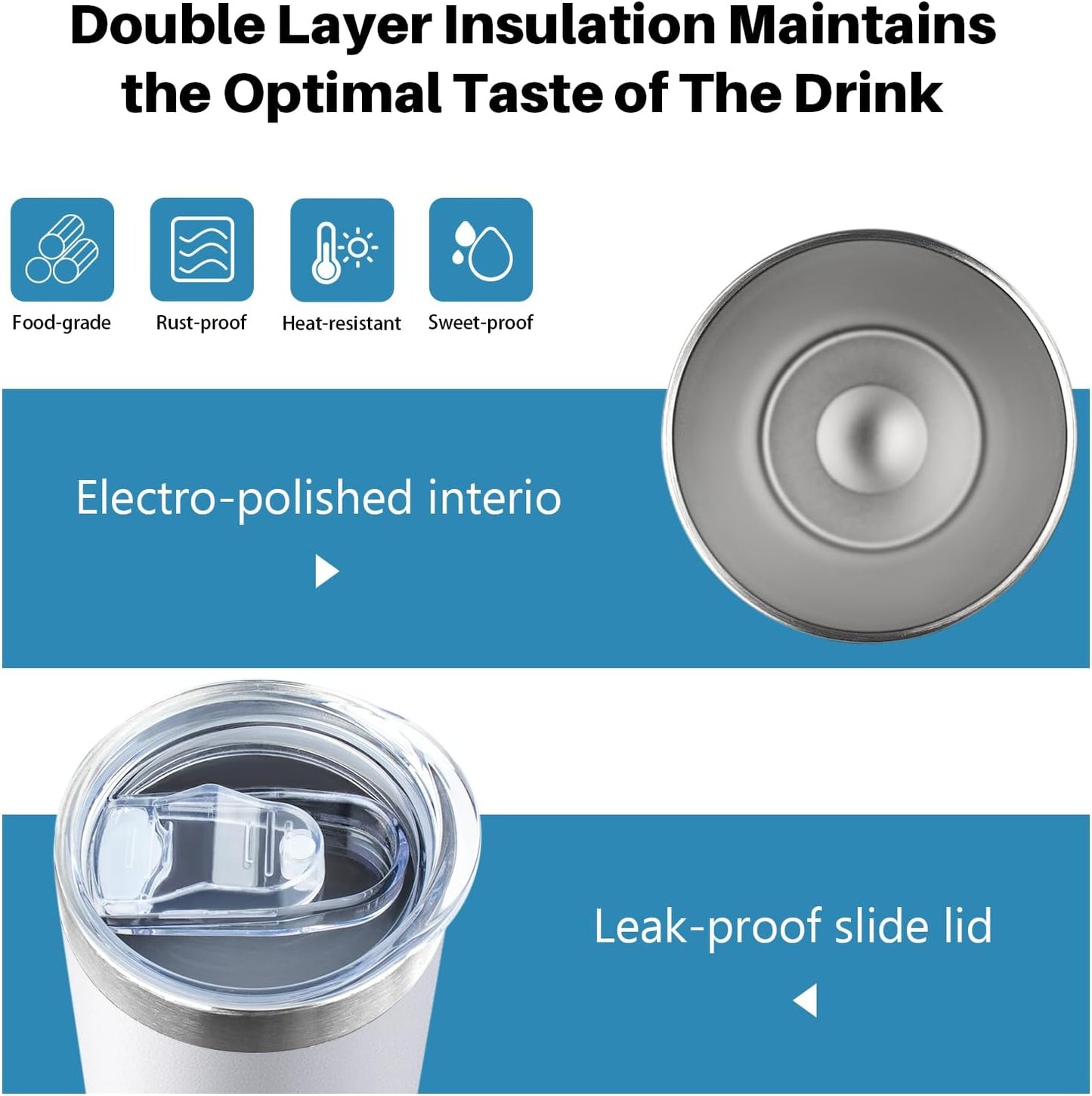 20 oz Skinny Tumblers with Lid and Straw,Stainless Steel Vacuum Insulated Tumbler Cup Double Wall Travel Coffee Mug, Thermal Water Tumbler for Hot and Cold Drinks(White,4)