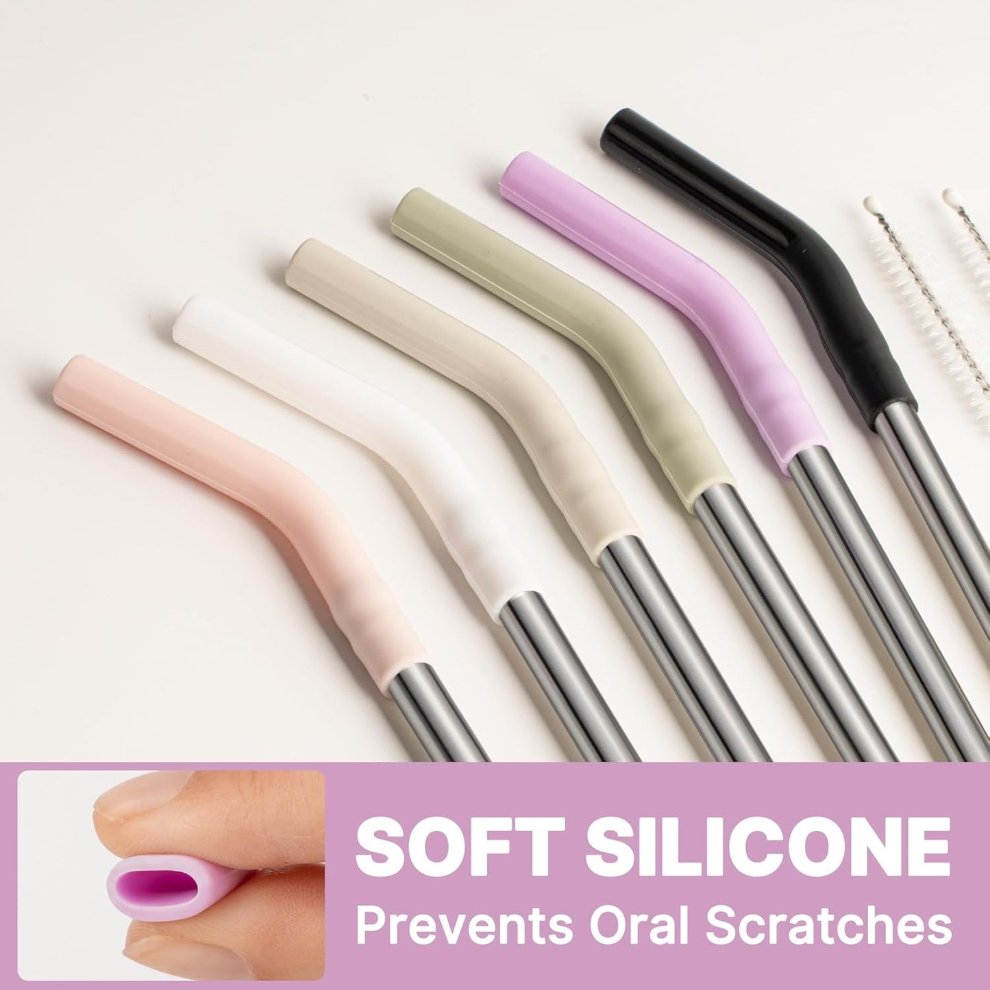 Metal Straws Reusable for 40 oz Simple Modern/Stanley Cup, 6Pcs Stainless Steel Drinking Straight Straw with Silicone Tips for 40 oz Tumbler,BPA FREE