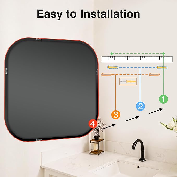 Bathroom Mirror for Wall, HD Reflection Shatterproof Square Mirror for Living - Image 8