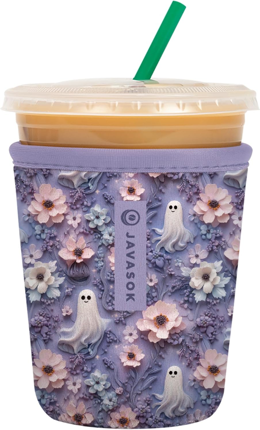 Sok It JavaSok Iced Coffee & Cold Soda Insulated Neoprene Cup Sleeve (Ghostly Garden, Small: 16-20oz)