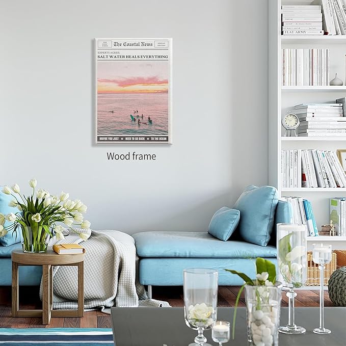 Pink Beach Newspaper Posters Vintage Fashion Coastal Girl Surf Wall Art 08x10 - Image 6