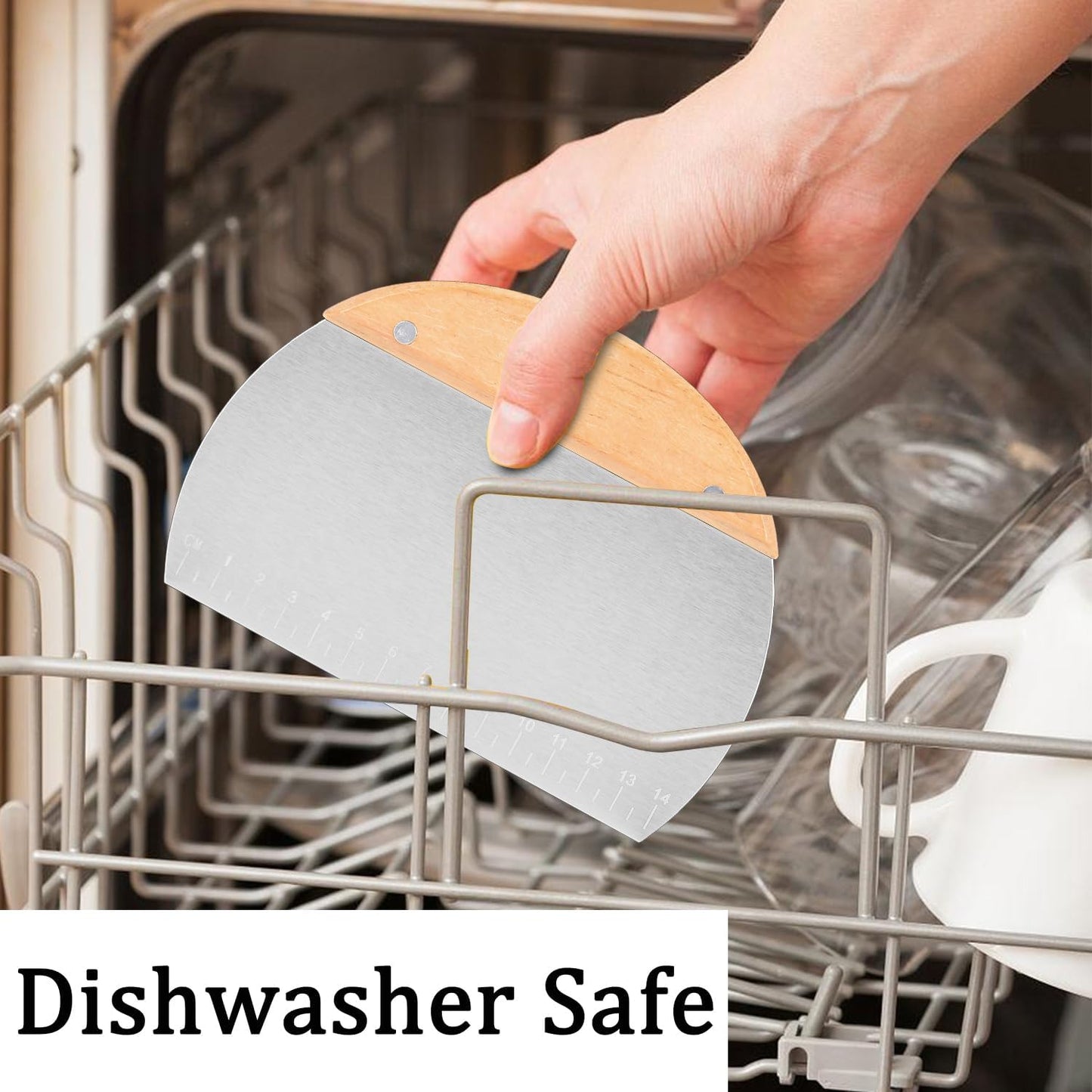 Kichwit 304 Stainless Steel Grill Scraper with Wood Handle, Pizza Dough Cutter, Multi-Purpose Scraper for Cooking, Scraper Tool Kitchen, 1 Pack