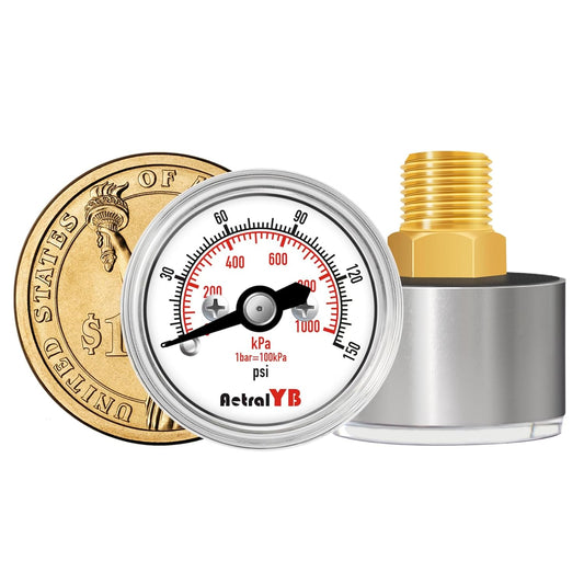 Mini 1 Inch Pressure Gauge, 0-150Psi/Kpa Dry Pressure Gauge, 1" Dial Size, 1/8 Npt Back Mount, Stainless Steel Case, for Water, Air,Oil Pressure Test