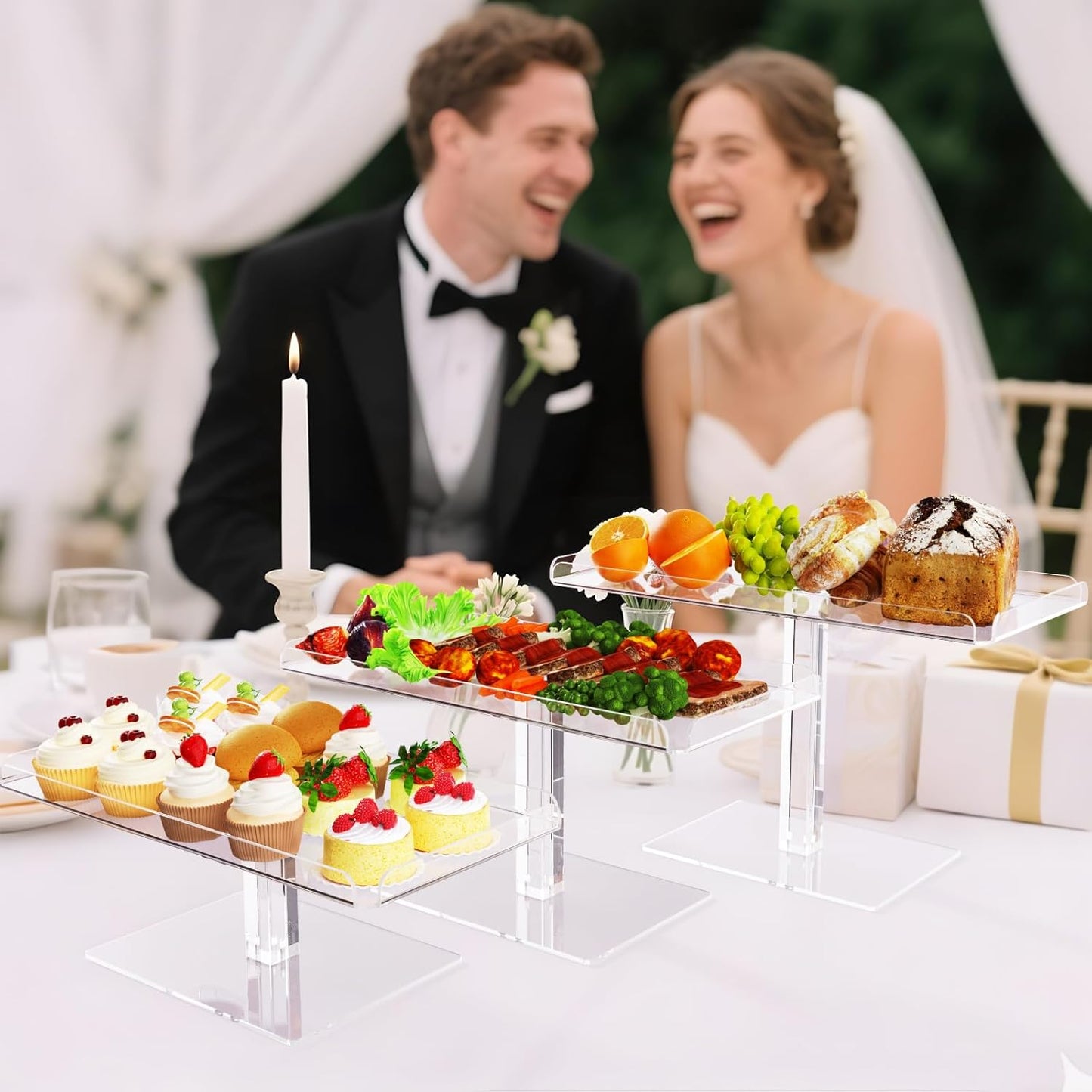 Dessert Cupcake Stand, 3 Set Acrylic Tiered Serving Tray for Dessert Table Display, Cup Cake Holder for Tea Party/Birthday/Wedding
