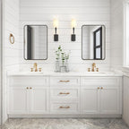 Wall Mount Mirror for Bathroom, Brushed Black Metal Framed Rounded Corner - Image 3