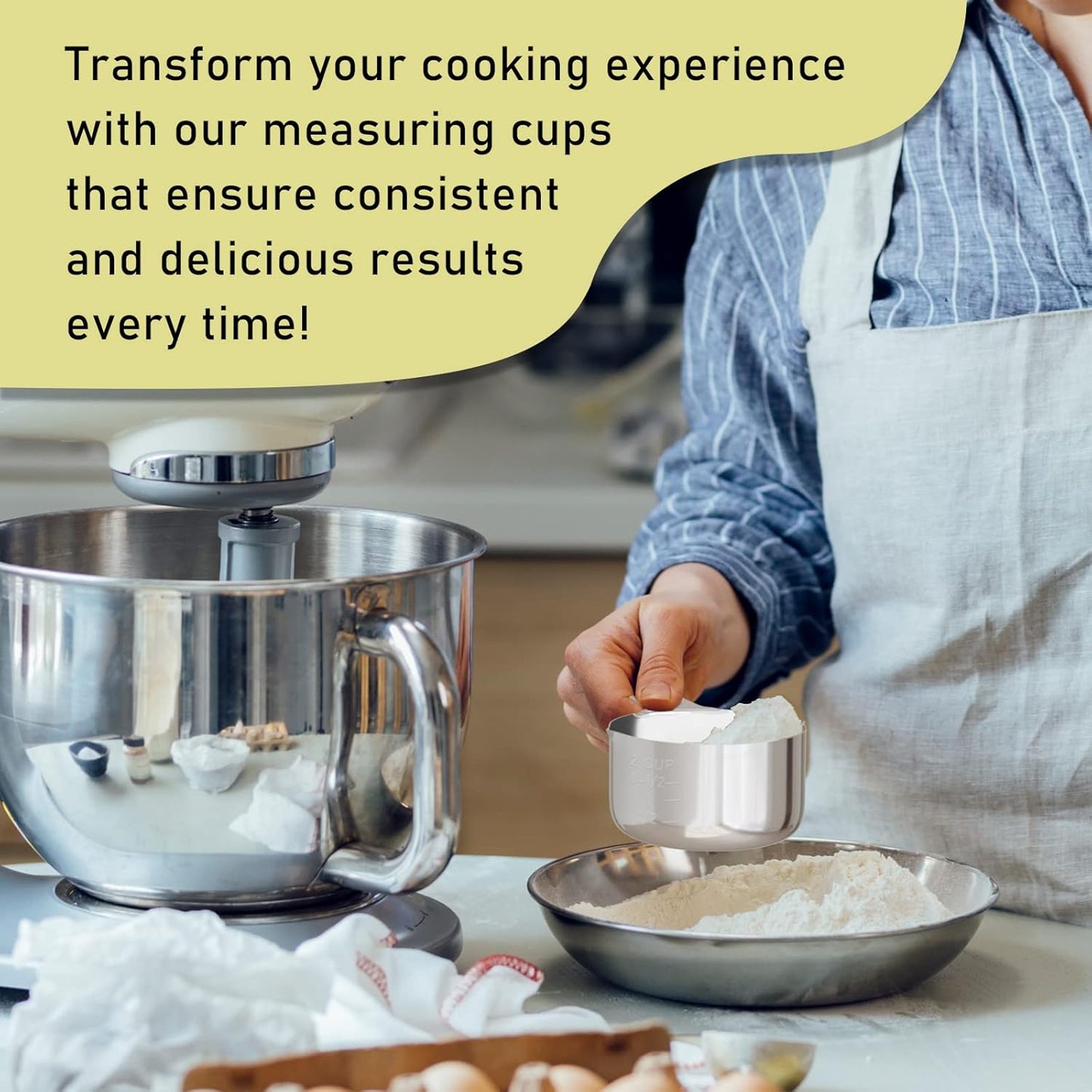 1PCS 2Cup (480ml, 16oz) Single Measuring Cup, Stainless Steel Measure Scoop, Metric and US Measurement, Dishwasher Safe