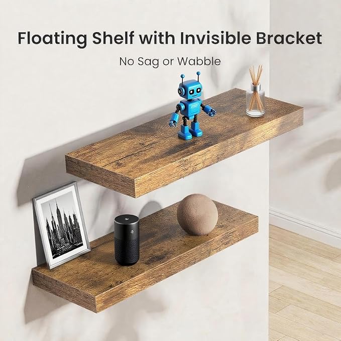 Vervida® Rustic Brown Floating Shelves - Image 6