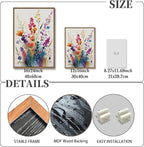 KISSFOX Framed Colorful Wildflower Canvas Wall Art Set Of 3 Flowers Pictures - Image 4
