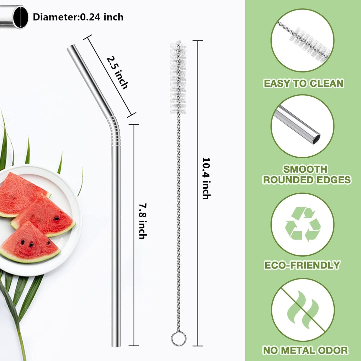 Acerich 6 Pcs Stainless Steel Straws, Reusable Metal Straws for 30 oz & 20 oz Tumblers Cups Mugs Cold Beverage, Free Cleaning Brush Included