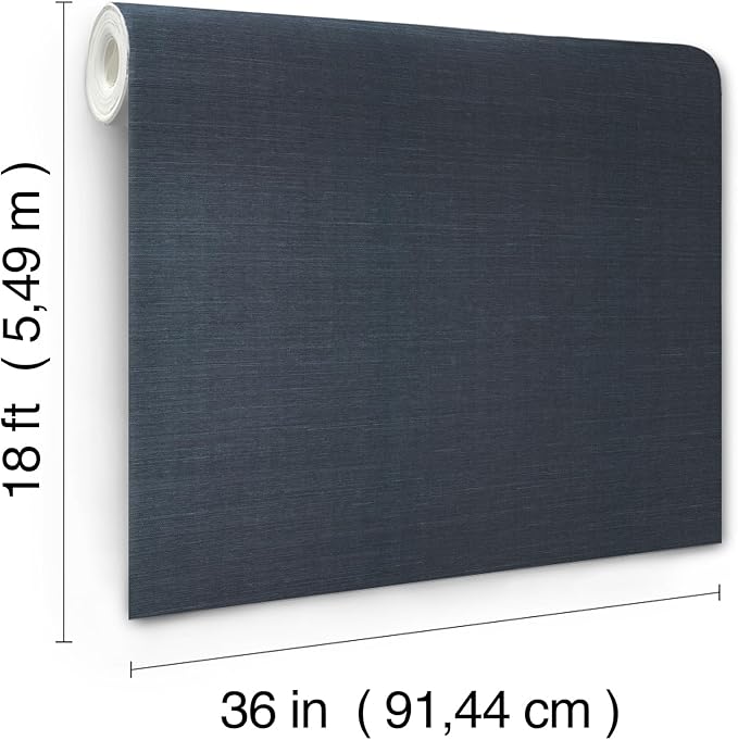 York Wallcoverings Natural Sisal Navy Peel and Stick Grasscloth Wallpaper - Image 6